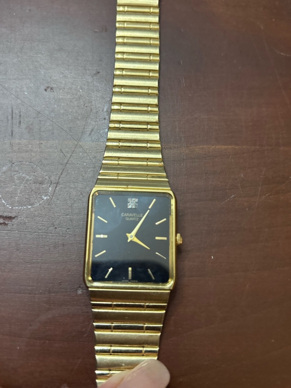 Caraville Bulova Gold-Tone Bracelet Watch with Black Dial - Picture 2 of 4